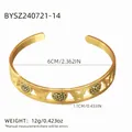 Gold stainless steel open bangle featuring hollow butterfly and heart crystal patterns - Hollow Butterfly Heart Style (BYSZ240721-14)
