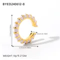 Gold French C-shaped ear cuff with light pink enamel segments and wave edge detail - Light Pink Style (BYED240612-8)