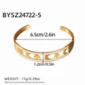 Gold plated cuff bracelet with star and moon cutouts and rhinestone accents - Star and Moon Hollow Style (BYSZ24722-5)