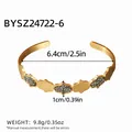 Golden Hamsa hand open cuff bracelet with sparkling crystal inlay for women - Hamsa Hand Style (BYSZ24722-6)