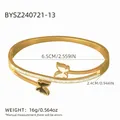 Gold stainless steel geometric bracelet with enamel butterflies and rhinestones - Enamel Double Butterfly Style (BYSZ240721-13)