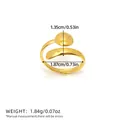 Minimalist 18K gold geometric open ring featuring a spoon-shaped oval charm for women - Flat Oval Decoration Style (H2-2-JZ250216-2)