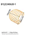 Gold plated wide honeycomb mesh ring in stainless steel with open adjustable design - Honeycomb Hollow Style (R01-3-240620-1)
