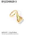 Adjustable 18k gold plated stainless steel ring with asymmetric heart design - Asymmetric Teardrop Heart Style (BYJZ240620-3)