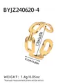 Adjustable 18k gold plated stainless steel chain design ring with 0.7cm width - Chain Link Splicing Style (BYJZ240620-4)