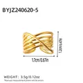 Adjustable wide 18k gold plated stainless steel crisscross ring for women - Multi-layer Line Cross Style (BYJZ240620-5)