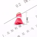 Detailed view of 2cm pink tassel pendant with gold metal ring for DIY jewelry making - Rose Red