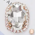 Strass en verre ovale avec base en cuivre or rose pour décoration de vêtements DIY - 12*14mm (Gemme principale 8*10mm) / Base Or Blanc