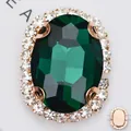 Cristal de verre vert émeraude ovale avec base griffe or rose pour couture DIY - Base or vert paon