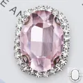 Strass en verre ovale rose avec serti en argent et contour cristal pour loisirs créatifs - Base Argentée Rose