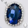 Strass ovale bleu roi avec base en cuivre argenté pour accessoires de bricolage - Base Argentée - Bleu Paon