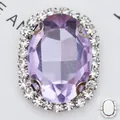 Strass ovale en verre violet avec base argentée pour décoration de couture DIY - Base Argentée - Violet Cristal