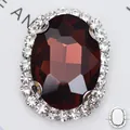 Pierre en verre ovale brun rouge à coudre avec base à griffes en cuivre argenté - Base Argent-Violet