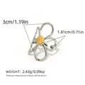Bague ouverte bicolore ajustable avec pétales de fleurs argentés et cœur doré - Style Fleur Bicolore Creuse (A3-5-241215-4) / Or et Argent