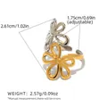 Minimalist hollow double flower open ring in gold and silver finish with dimensions - Hollow Layered Flower Style (A2-1-250416-3)