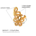 Détail de la bague fleur dorée avec mesures précises de la taille et du poids - Style de Double Fleur Creuse (A2-1-250416-2) / Or
