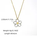 Halskette aus Edelstahl mit ausgeschnittener Gänseblümchen-Blume und Goldzentrum - Vollgold-Stil (N01-2-250505-2)