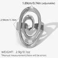 Detalle que muestra dimensiones y peso de 2,9g de un anillo de espiral geométrico - Estilo Geométrico en Espiral (A3-1-250526-8) / Plateado