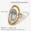 Anillo de espiral minimalista en acero inoxidable bicolor oro y plata ajustable - Estilo Geométrico en Espiral (A3-1-250526-7) / Bicolor Oro y Plata