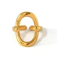 Minimalist gold-plated stainless steel open ring with oversized oval link design - Gold Style (A3-2-250517-6)