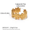 Bague tournesol réglable en acier inoxydable doré avec dimensions et poids indiqués - Style Marguerite (A1-4-250618-3) / Or