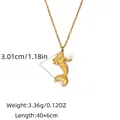 Elegante goldene Meerjungfrau Halskette mit weißer Perle aus Titanstahl für Damen - Meerjungfrau Perle Halskette (N01-4-250619-7) / Gold