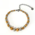 Two-tone gold and silver beaded bracelet with gradient size beads and lobster clasp - Gradient Size Two-tone Bead Bracelet (B01-3-250416-4)