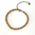 Minimalist beaded bracelet with alternating gold and silver steel balls and lobster clasp - Two-tone Bead Minimalist Bracelet (B01-3-250416-3)