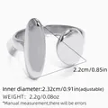 Verstellbarer minimalistischer Ring aus Silber-Titanstahl mit ovalem Platten-Design - Silberner Stil (A9-6-250621-8) / Silber