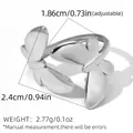 Silver butterfly open ring with dimensions 2.4cm width and adjustable 1.86cm inner diameter - Silver (A9-4-250606-2)