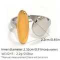 Verstellbarer Titanring im Bicolor-Design mit goldenem Oval und silberner geometrischer Form - Stil in Gold- und Silbertönen (A9-6-250621-9) / Gold und Silber Zweifarbig