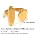 Verstellbarer vergoldeter Titanstahlring mit polierten ovalen geometrischen Elementen - Goldener Stil (A9-6-250621-7) / Gold