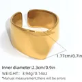 Minimalist wide gold irregular geometric open ring with polished metallic finish - Gold (A16-6-250831-4)
