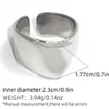Minimalist wide silver stainless steel open ring with 1.77cm width and 2.3cm inner diameter - Silver (A16-6-250831-5)