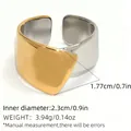 Minimalist wide open ring with two-tone gold and silver polished stainless steel finish - Two-tone Gold Silver (A16-6-250831-6)