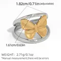 Verstellbarer silberner Bogenring mit goldenem Schmetterling, 2,71g Gewicht und Maße - Zweifarbig (Gold & Silber)