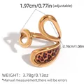 Adjustable golden leopard print geometric ring with three-layer intertwined metal bands - Triple Intertwined Leopard Style (A13-3-250721-4)