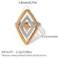 Golden and silver geometric double diamond stackable ring with open adjustable band - Hollow Rhombus Style (A10-2-250603-6) / Two-tone Gold Silver