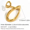 Adjustable golden stainless steel ring with abstract oval geometric design - Gold