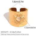 Brazalete dorado vintage con diseño de sol hueco y especificaciones de tamaño - Estilo Sol Calado (A12-1-250718-7) / Dorado