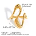 Minimalist wave-shaped open ring in golden finish with adjustable metal band design - Wave-shaped Opening Design / Gold
