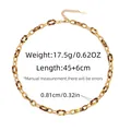 Classic leopard pattern and golden stainless steel link necklace with size measurements - Tortoise Shell Resin & Metal Link Alternate Necklace (N01-5-250813-2) / 45+6cm