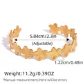 Adjustable golden flower hollow bangle with dimensions 5.84cm diameter and 11.2g weight - Cut-out Spliced Flower Bangle (H8-1-250930-1)