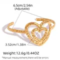 Golden open cuff bracelet featuring hammered texture dual heart charms on thin metal band - Hammered Double Heart Open Bangle (H8-1-250930-2)