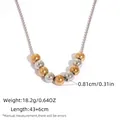 Beaded necklace featuring alternating gold and silver polished steel balls on a fine chain - Gold and Silver Block Big Beads Style (N01-3-250718-3)