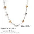 Polished silver and gold beaded necklace featuring 0.8cm beads and 43cm adjustable chain - Polished Gold and Silver Beads Style (N01-3-250718-1)