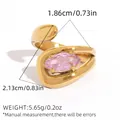 Adjustable stainless steel ring featuring a pink teardrop zircon and gold finish - Oval Pink Zirconia