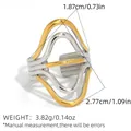 Irregular layered gold and silver wave ring with specific dimensions and weight - Streamlined Ridge Style (A15-6-250705-9)