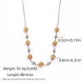 Elegant mixed gold and silver beaded necklace with polished 5mm and 8mm metal spheres - Gradient Splicing Beaded Style (N01-3-250817-4)