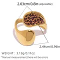 Adjustable golden stainless steel leopard print geometric open ring for women - Teardrop Leopard Style (A13-3-250812-8)